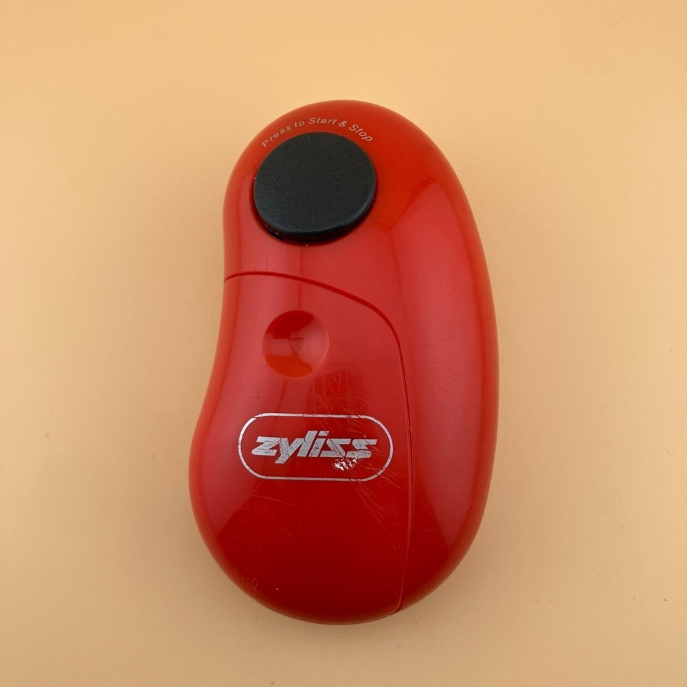 Zyliss EasiCan Electronic Can Opener Battery Operated Hands Free Red, EUC! WORKS